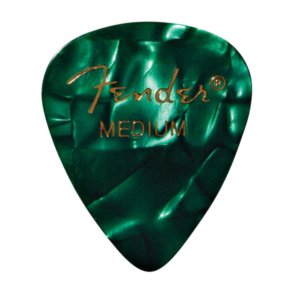 Fender Premium Celluloid 351 Shape Picks Medium Green Moto 12-Pack ギターピック 12 枚入り（新品/送料無料）【楽器検索デジマート】