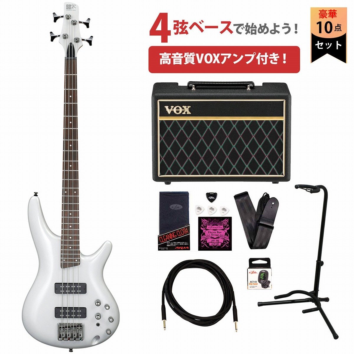 Ibanez SR300E Pearl White (PW) VOXアンプ付属エレキベース初心者