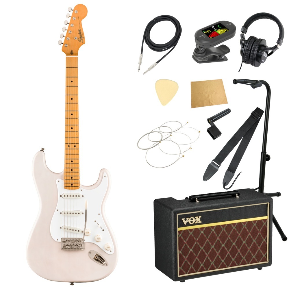 Squier by Fender Classic Vibe '50s Stratocaster Maple White Blonde エレキギター  VOXアンプ付き 入門11点 初心者セット（新品/送料無料）【楽器検索デジマート】