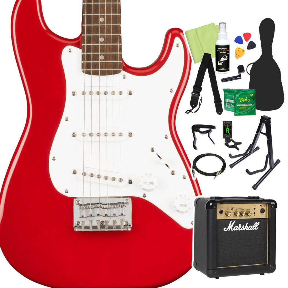 Squier by Fender Mini Stratocaster エレキギター初心者14点セット 【マーシャルアンプ付き】 Dakota Red （新品/送料無料）【楽器検索デジマート】