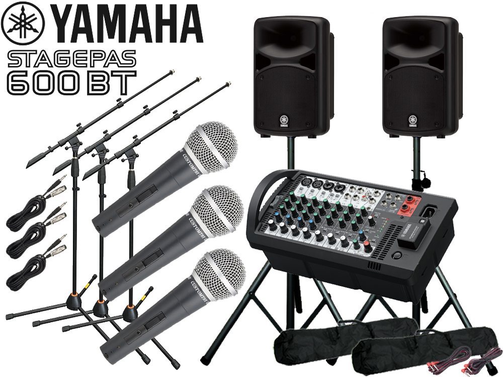 YAMAHA STAGEPAS600BT マイク3本とマイクスタンド3本 スピーカー