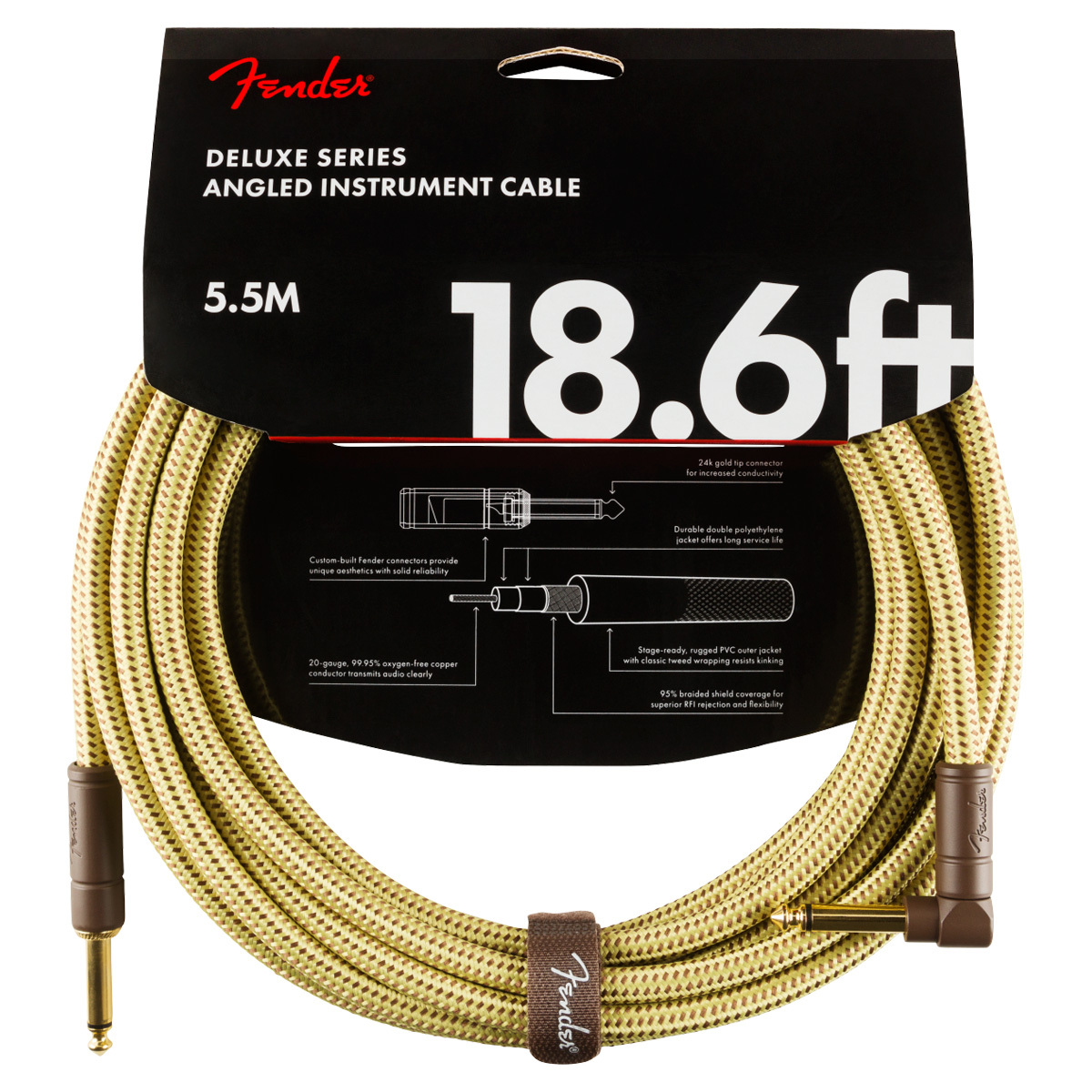 Fender Deluxe Series Tweed Instrument Cable ANG ギターケーブルシールド  約5.5m【WEBSHOP】（新品）【楽器検索デジマート】