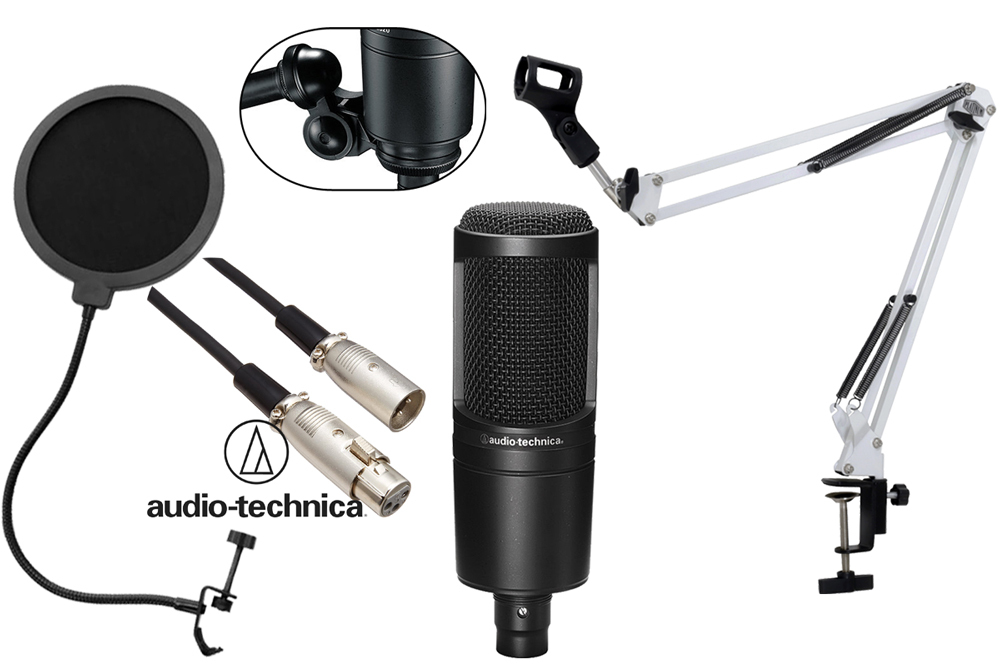 audio-technica AT2020 -3m純正マイクケーブル、ポップブロッカー、白