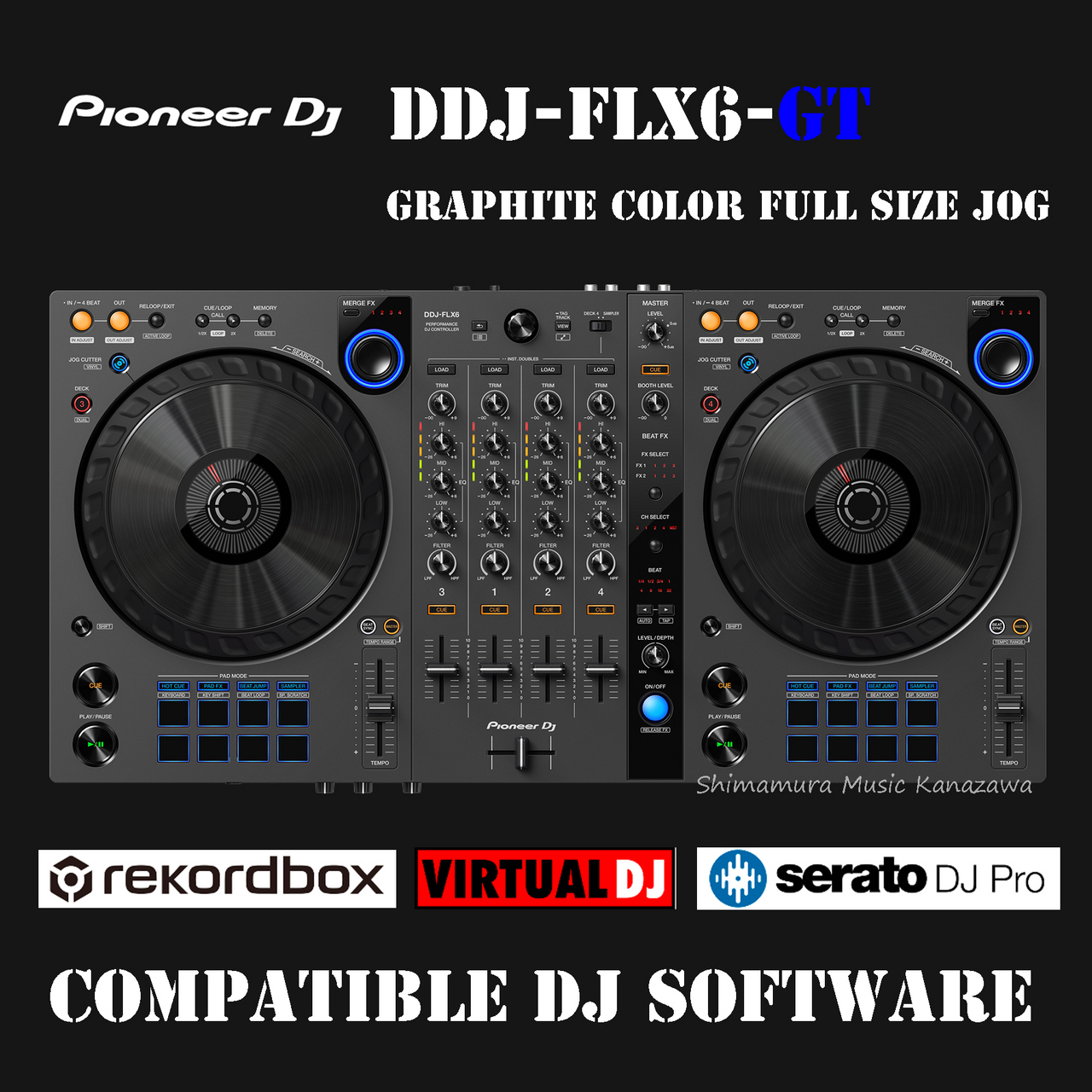 Pioneer Dj DDJ-FLX6-GT rekordbox・Serato DJ Pro・VirtualDJ 対応