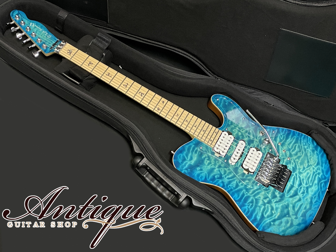 G-Life Guitars Cross Edge Quilt Top 2020 Bora Bora Ocean Burst /M