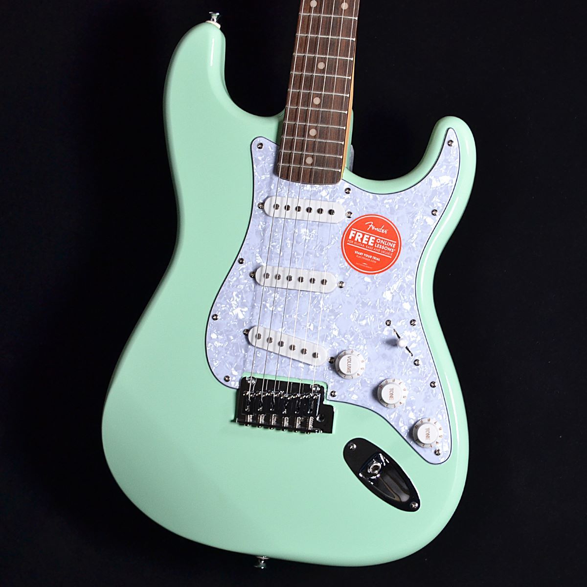 Squier by Fender FSR Affinity Stratocaster White Pearl Surf Green ...