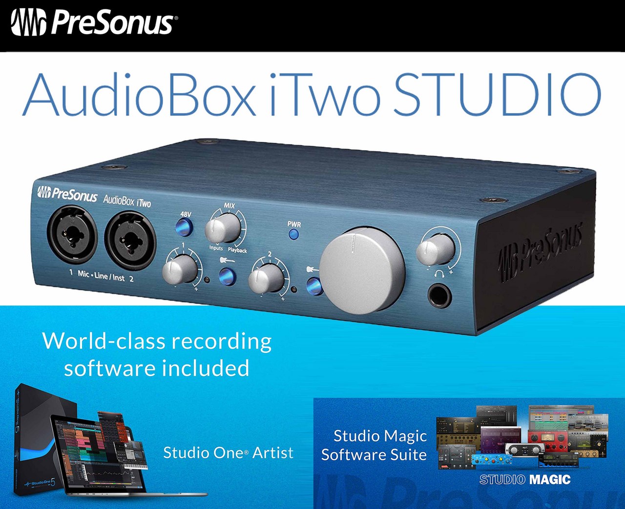 PreSonus AudioBox iTwo STUDIO【オーディオインターフェイス】 - MIDI