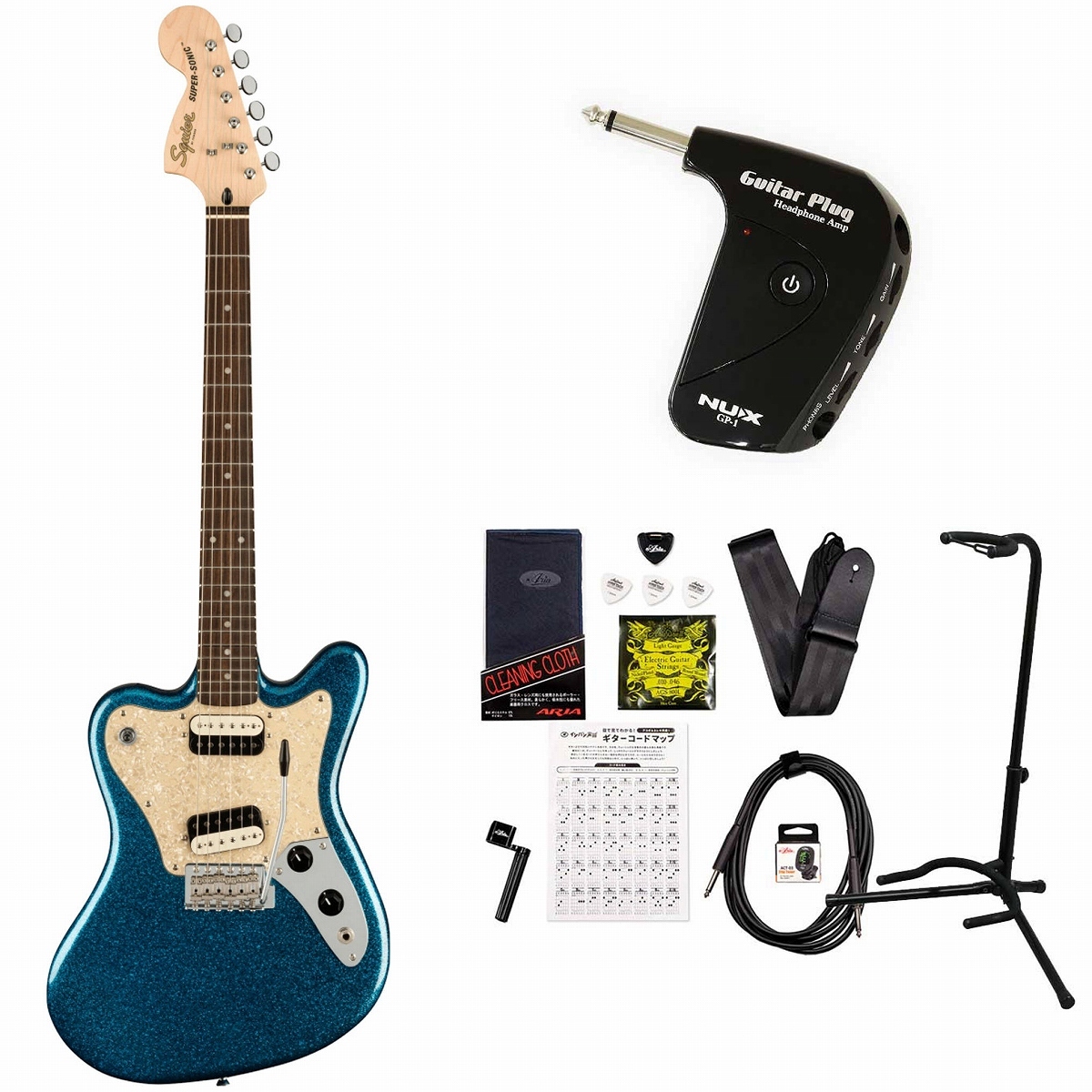 Squier by Fender Paranormal Super-Sonic Laurel Pearloid PG Blue