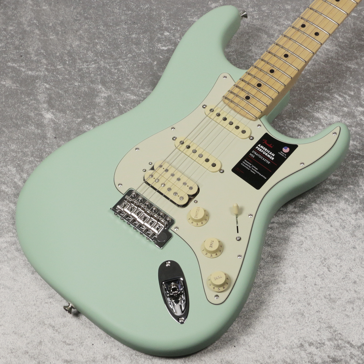 Fender American Performer Stratocaster HSS Maple Satin Surf Green