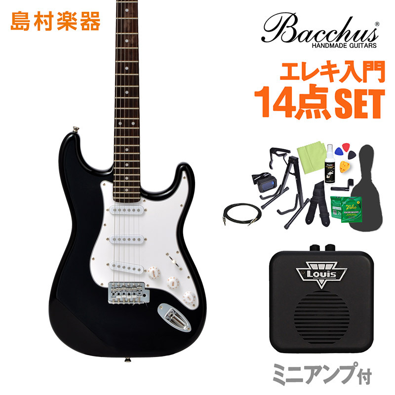 Bacchus BST-1R BLK エレキギター 初心者14点セット 【ミニアンプ付き