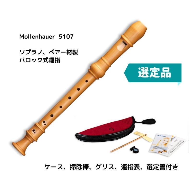 格安超歓迎☆Mollenhauer モーレンハウエル リコーダー 管器・吹奏器 (約)31cm 木製 管器・吹奏器 専用ケース付 リコーダー