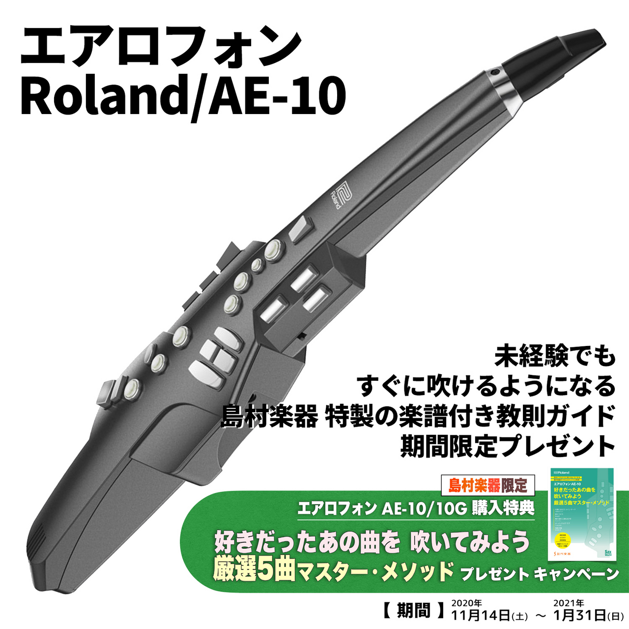 100エフェクトRoland（ローランド）/Aerophone AE-10G  Graphite Black (グラファイトブラック)【現物画像】 【USED】デジタル管楽器（ウインドシンセ）【マークイズ福岡ももち店】