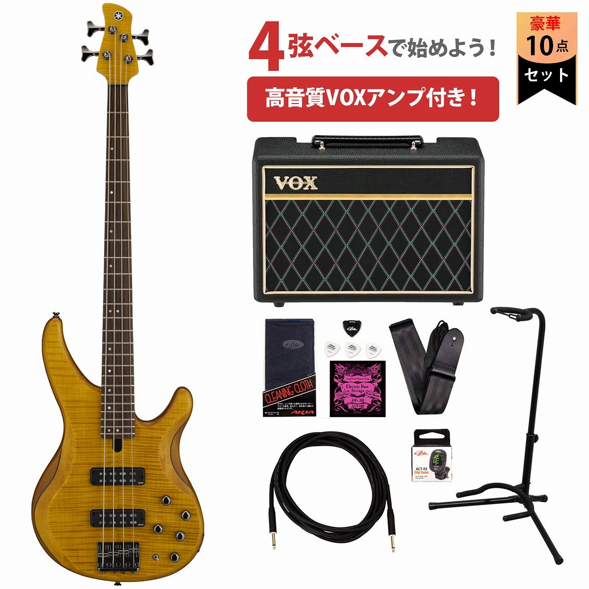 YAMAHA TRBX604FM Mat Amber (MAM) ヤマハVOXアンプ付属エレキベース