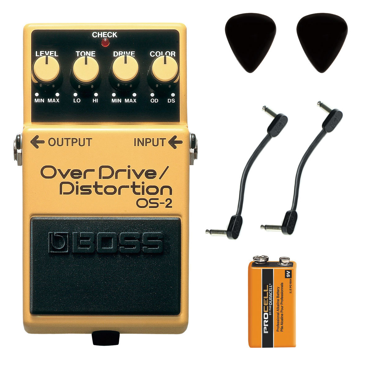 BOSS OS-2 Over Drive / Distortion 【パッチケーブル２本+PROCELL+