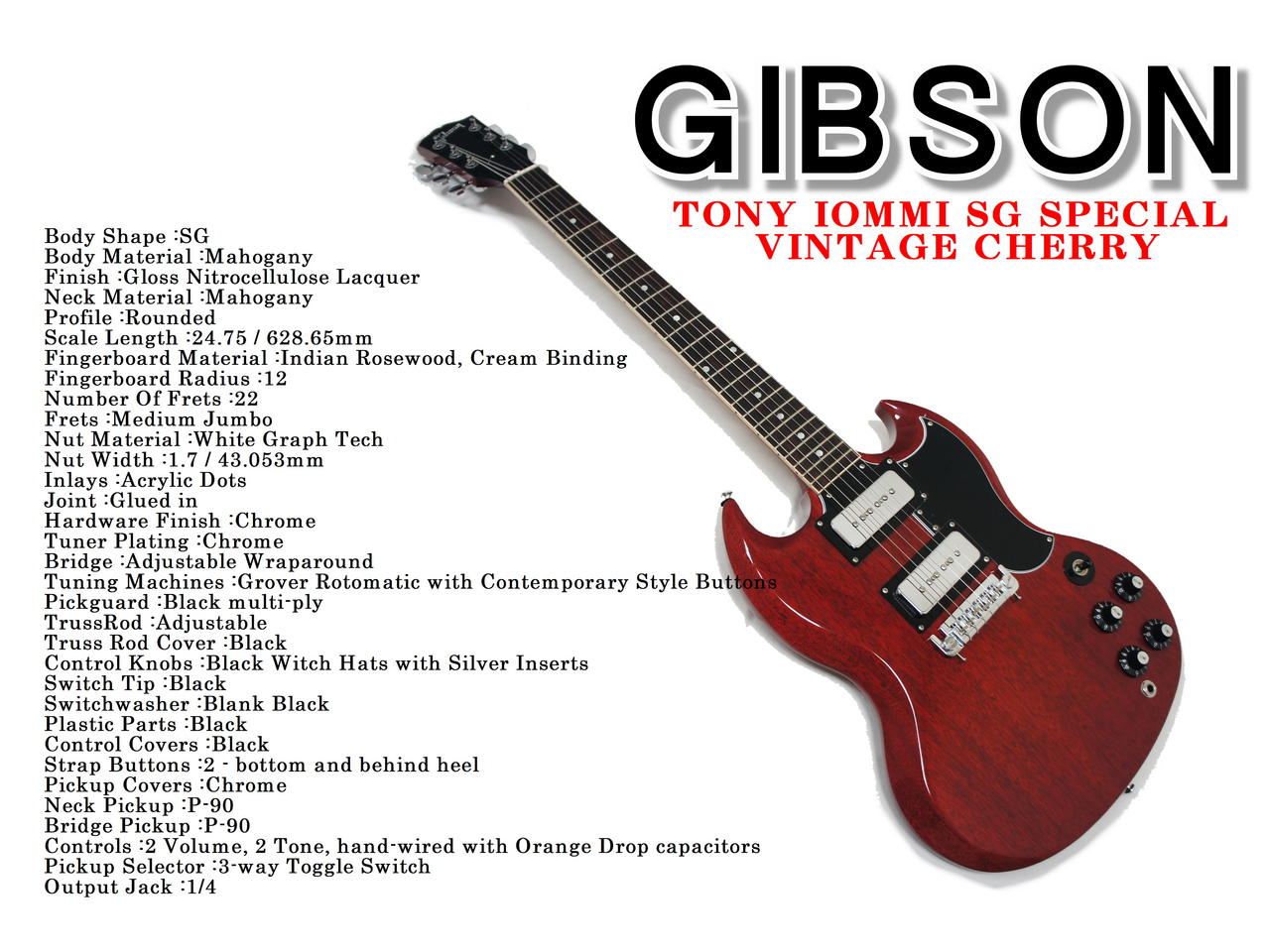 Gibson Tony Iommi SG Special Vintage Cherry Lefty  #225620115【3.25kg】1F【お茶の水駅前店】