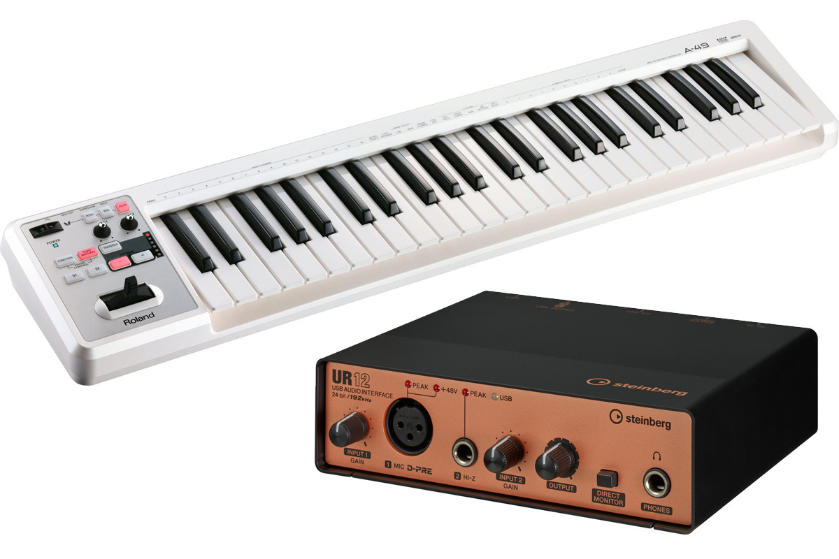 Roland A-49 WH + Steinberg / UR12B セット MIDIキーボード+ USB