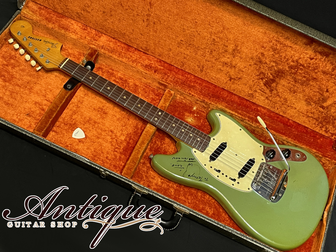 Fender Mustang 1965Neck&1968Body Compo. /Slab-BZF /Blue Signed by