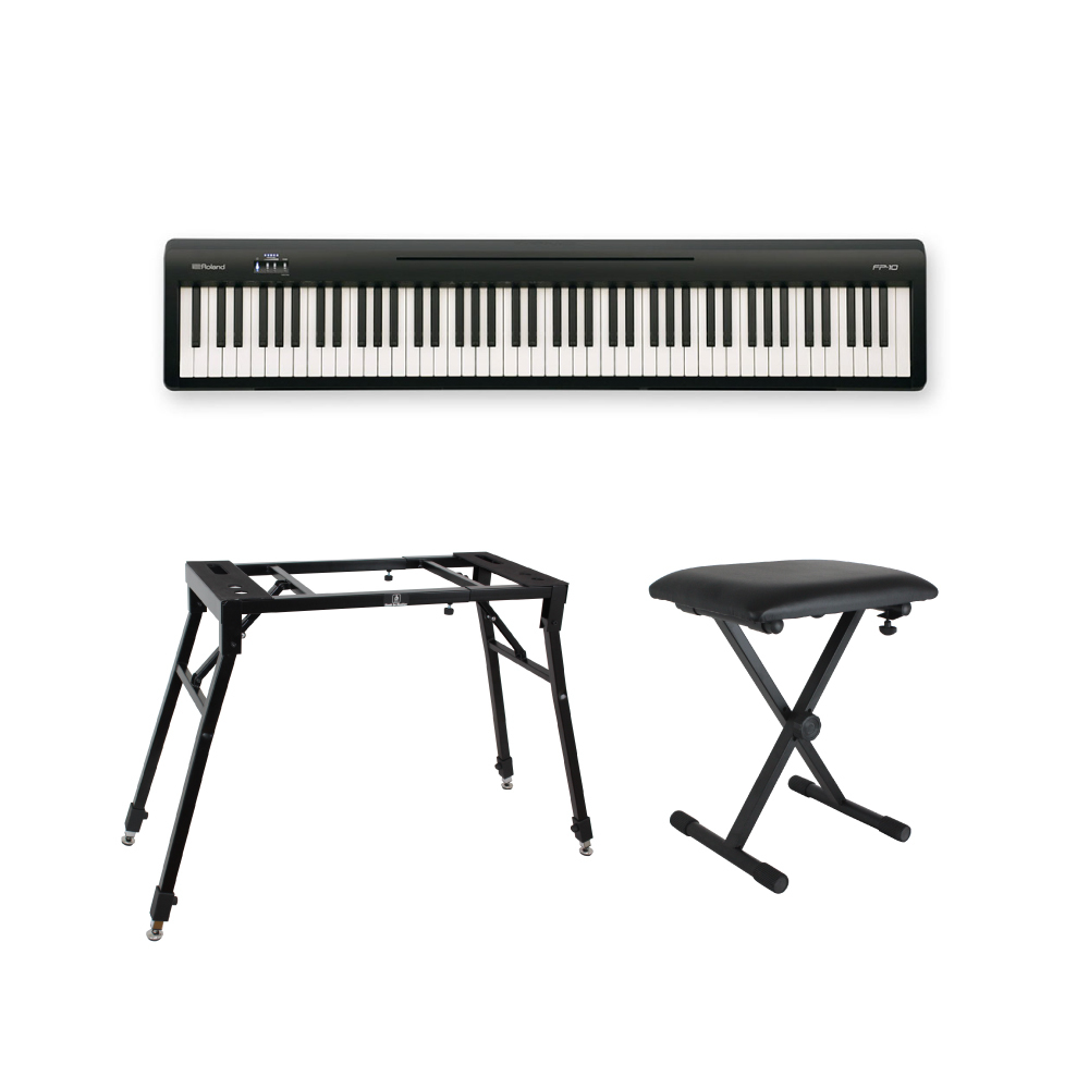 Roland FP-10 BK 電子ピアノ ポータブルピアノ 4本脚型スタンド、X型椅子付きセット（新品/送料無料）【楽器検索デジマート】