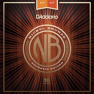D'Addario Nickel Bronze Wound Acoustic Guitar Strings [NB1047/Extra Light， 10-47]