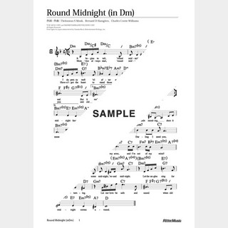 楽譜 Round Midnight（移調バージョン in Dm）