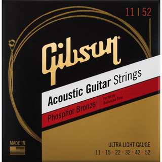Gibson SAG-PB11 Phosphor Bronze Acoustic Guitar Strings (Ultra-Light 011-052) ギブソン アコースティックギタ