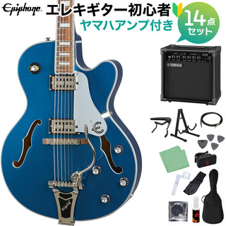 Epiphone Emperor Swingster Delta Blue Metallic エレキギター 初心者14点セット ヤマハアンプ付き フルアコギター