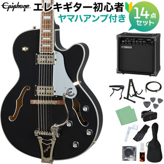 Epiphone Emperor Swingster Black Aged Gloss エレキギター 初心者14点セット ヤマハアンプ付き フルアコギター
