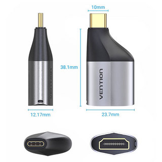 VENTION Type C Male to HDMI Female アダプター Gray HDMI2.0規格 アルミニウム合金