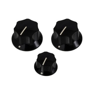 ALLPARTS BLACK KNOB SET FOR JAZZ BASS (2 LARGE， 1 SMALL)/PK-0174-023【お取り寄せ商品】