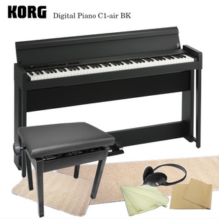 KORG 【Bluetooth対応】コルグ 電子ピアノ C1-air ブラック「本体と椅子のマット付」KORG C1-air BK