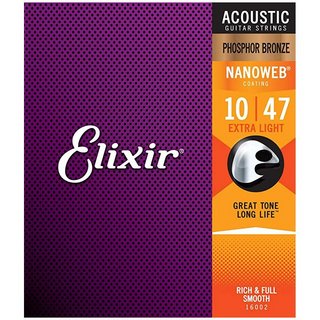 Elixir アコースティックギター弦 Phosphor Bronze with NANO WEB / Extra Light / 16002