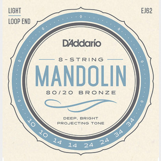D'Addario EJ62 80/20ブロンズ 10-34 ライト Mandolinフラットマンドリン弦