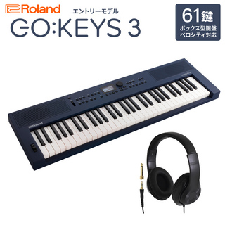 RolandGO:KEYS3 MU ミッドナイトブルー ポータブルキーボード 61鍵盤 ヘッドホンセット