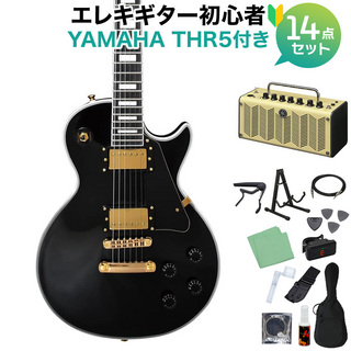 Photogenic LP-300C BK エレキギター初心者14点セット 【THR5アンプ付】 レスポールカスタムタイプ