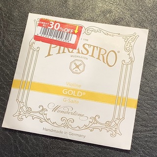 Pirastro GOLD ヴァイオリン弦 バイオリン弦 ゴールド G線 4/4用 ガット/シルバー巻 【バラ弦1本】