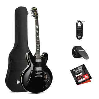 DONNER DJP-1000 Black エレキギター セミアコギター セミホロウボディ ケース付属