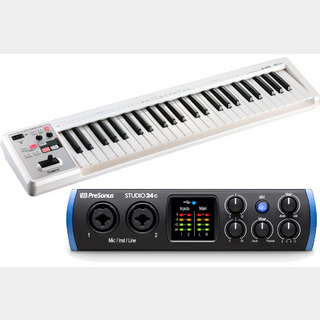 PreSonus Studio 24c [49鍵盤 MIDIキーボード A-49 WH セット！] USB Type-C オーディオ/MIDIインターフェース【WEBS