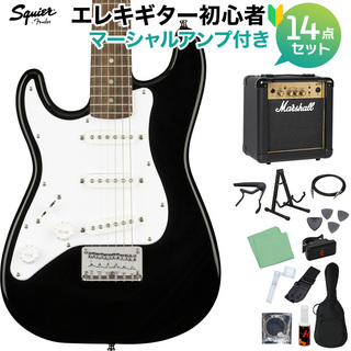 Squier by Fender Mini Stratocaster Left-Handed Black エレキギター初心者14点セット 【マーシャルアンプ付き】 ミニサイズ