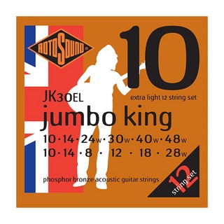 ROTOSOUNDJK30EL Jumbo King Extra Light 12-Strings Set 10-48 12弦アコースティックギター弦×2セット