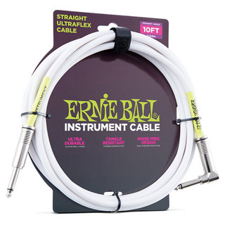 ERNIE BALL アーニーボール 6049 10' STRAIGHT/ANGLE INSTRUMENT CABLE WHITE ギターケーブル