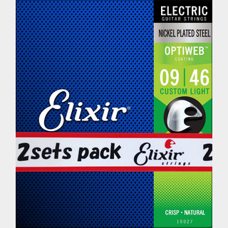 Elixir OPTIWEB 09-46 カスタムライト 2セット #19027エレキギター弦 お買い得な2パック