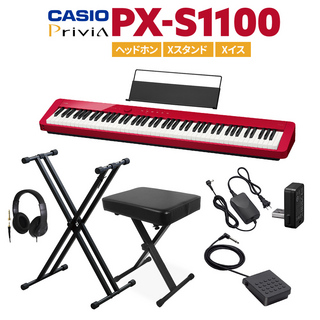 CasioPX-S1100 RD レッド 電子ピアノ 88鍵盤 ヘッドホン・Xスタンド・Xイスセット 【PX-S1000後継品】