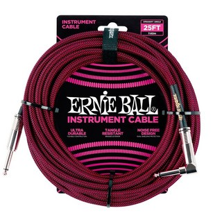 ERNIE BALL Braided Instrument Cable 25ft S/L (Black/Red) [#6062]