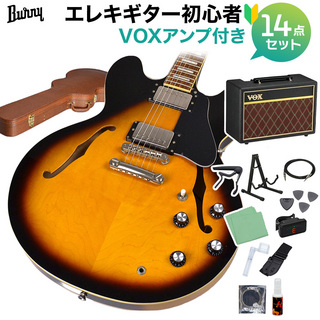 Burny SRSA65 BS エレキギター初心者14点セット VOXアンプ付 セミアコ ES-335タイプ