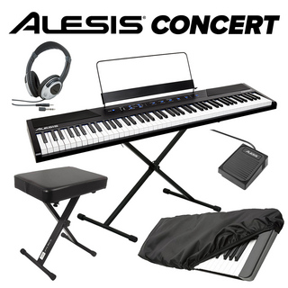 ALESIS Concert スタンド+イス+ヘッドホン＋キーカバーセット 電子ピアノ【Recital上位機種】