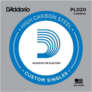 D'AddarioPL020 アコギ／エレキギター兼用弦 Plain Steel 020 【バラ弦1本】
