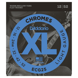D'Addario ECG25 フラットワウンド 12-52 ライトエレキギター弦 3弦巻弦
