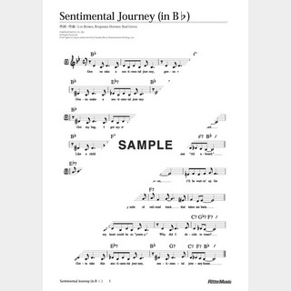 楽譜 Sentimental Journey（移調バージョン in B♭）