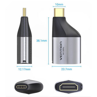 VENTION Type C Male to HDMI Female アダプター Gray HDMI1.4規格 アルミニウム合金