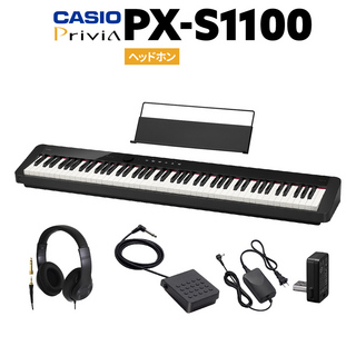 CasioPX-S1100 BK ブラック 電子ピアノ 88鍵盤 ヘッドホンセット 【PX-S1000後継品】